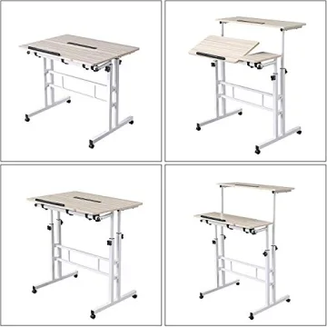 Height Adjustable Rolling Desk for Home Office & Study