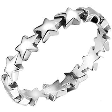 Jude Jewelers Stainless Steel Star Shaped Stackable Wedding Engagement Promise Statement Band Ring (...