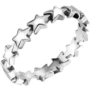 Jude Jewelers Stainless Steel Star Shaped Stackable Wedding Engagement Promise Statement Band Ring (...