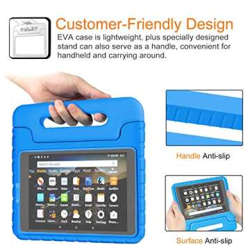 LTROP All-New Fire HD 8 2018/2017 Case - Light Weight Shock Proof Convertible Handle Kid-Proof Cover Kids Case for All-New Fire HD 8 Tablet (8th Gen & 7th Generation, 2017/2018 Release), Blue