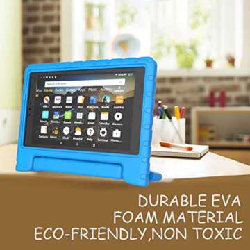 LTROP All-New Fire HD 8 2018/2017 Case - Light Weight Shock Proof Convertible Handle Kid-Proof Cover Kids Case for All-New Fire HD 8 Tablet (8th Gen & 7th Generation, 2017/2018 Release), Blue