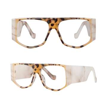 If You Dare.. GEMINI two-toned marble and animal print oversized fashion glasses
