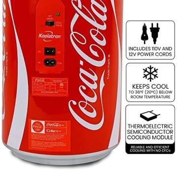 Coca Cola Mini Fridge - Portable 12V 110V Beverage Cooler