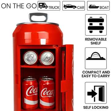 Coca Cola Mini Fridge - Portable 12V 110V Beverage Cooler