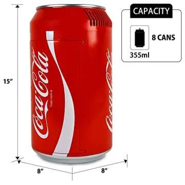 Coca Cola Mini Fridge - Portable 12V 110V Beverage Cooler