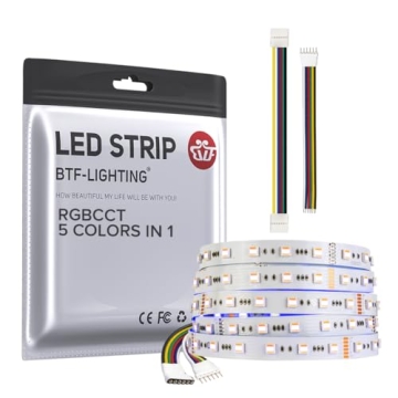BTF-LIGHTING RGBCCT 5 Colors in 1 LED Tape Lights 5050SMD RGBWW RGB+Dimmable Color Temperature 2700K...