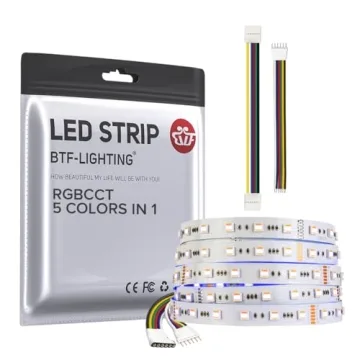 BTF-LIGHTING RGBCCT 5 Colors in 1 LED Tape Lights 5050SMD RGBWW RGB+Dimmable Color Temperature 2700K...