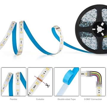 BTF-LIGHTING RGBCCT 5 Colors LED Tape Lights 16.4ft