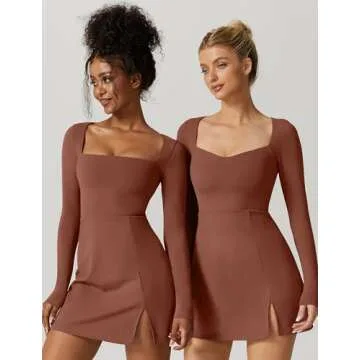 Stylish QINSEN Women's Square Neck Bodycon Mini Dress