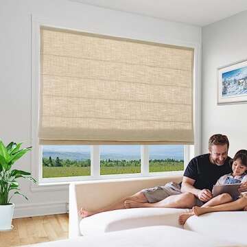 Sunbox Cordless Roman Shades - Room Darkening Sandy Beige Blinds