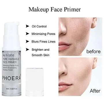 PHOERA Foundation, Full Coverage Foundation, PHOERA Primer, PHOERA Makeup Set, Flat Top Kabuki Makeup Brushes Foundation Brush Powder Brush,2 Pcs Makeup Sponge (102 Nude + 104 Buff Beige)