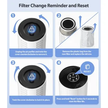 Air Purifiers for Home Large Room, with 20dB Sleep Mode, 360° Air Intake & Outlet, HEPA Air Purifier for Bedroom Pets Cover Up to 1076 Ft², Air Cleaner with 7 Color Light, HAP604, Bright White