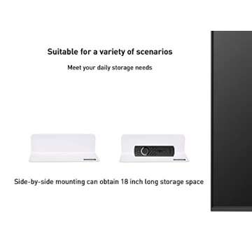 OAPRIRE White Floating Shelves Wall Mounted Set of 2 - Easily Expand Wall Space - Acrylic Hanging Shelves for Bedroom, Gaming Room, Living Room, Bathroom, Office with Cable Clips