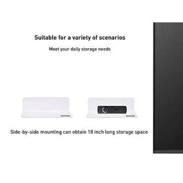 OAPRIRE White Floating Shelves Wall Mounted Set of 2 - Easily Expand Wall Space - Acrylic Hanging Shelves for Bedroom, Gaming Room, Living Room, Bathroom, Office with Cable Clips