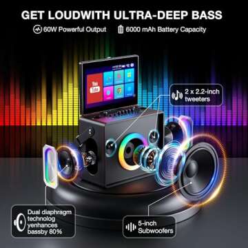 Smart Karaoke Machine with Touch Screen and Two Mics