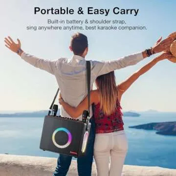 Smart Karaoke Machine with Touch Screen and Two Mics