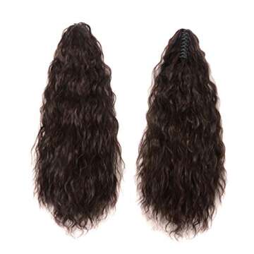 Kinky Straight Claw Ponytail Extensions Clip in Hair Synthetic 22 Inch Ponytail Hairpieces