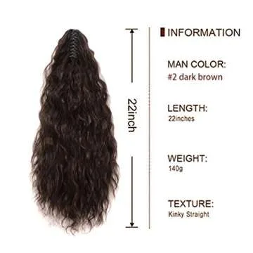 22 Inch Kinky Straight Claw Ponytail Extensions for Effortless Style