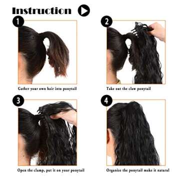 Kinky Straight Claw Ponytail Extensions Clip in Hair Synthetic 22 Inch Ponytail Hairpieces