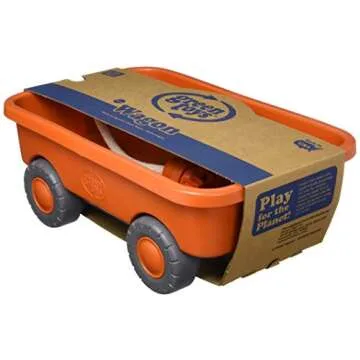 Green Toys Wagon, Orange CB - Pretend Play, Motor Skills, Kids Outdoor Toy Vehicle. No BPA, phthalates, PVC. Dishwasher Safe, Recycled Plastic, Made in USA.
