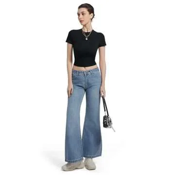 Abonlen Crewneck Short Sleeve T Shirts for Women Fitted Basic TeesY2k Going Out Tops