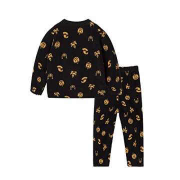 Mud Kingdom Toddler Boys Pumpkin Pajamas Set Polar Fleece Long Sleeve Casual Warm Fall Winter Happy Halloween Black 2T