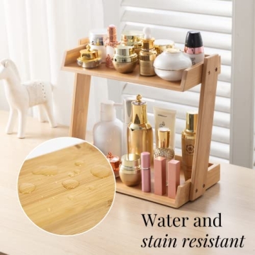 GOBAM Bamboo Makeup Organizer - Stylish & Adjustable