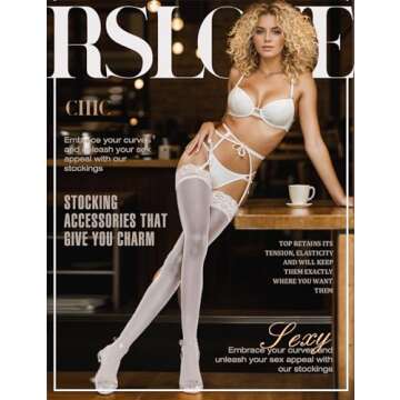 RSLOVE Lace Top Thigh High Sheer Stockings for Women