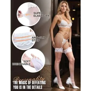 RSLOVE Lace Top Thigh High Sheer Stockings for Women