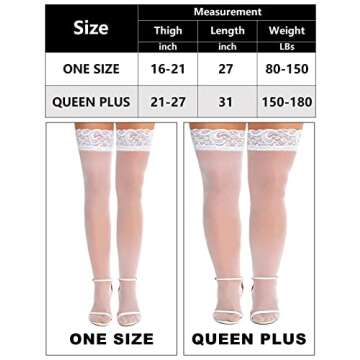 RSLOVE Lace Top Thigh High Sheer Stockings for Women