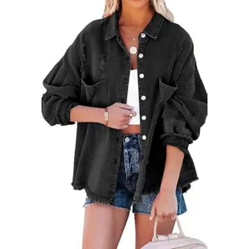 Stylish Oversized Distressed Jean Jacket for Women