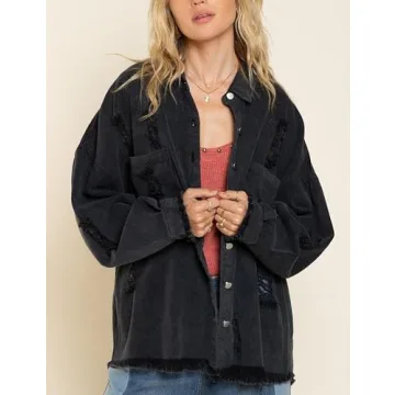 Stylish Oversized Distressed Jean Jacket for Women