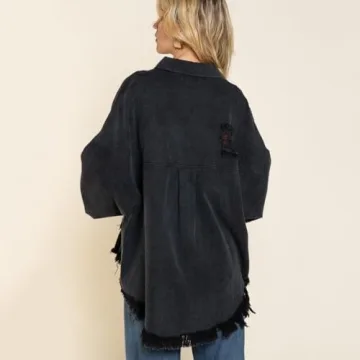 Stylish Oversized Distressed Jean Jacket for Women