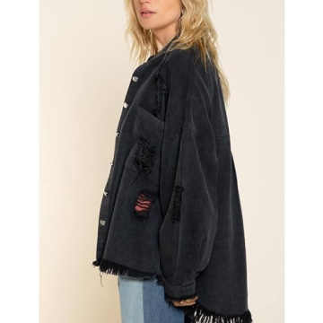Stylish Oversized Distressed Jean Jacket for Women