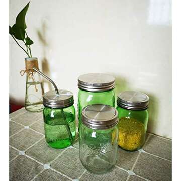 Stainless Steel Mason Jar Lids,12 Pack Polished Surface,Reusable and Leak Proof,Storage Caps with Silicone Seals for Regular Mouth Size Jars (12-Pack Stainless Steel Lids(Regular Mouth))