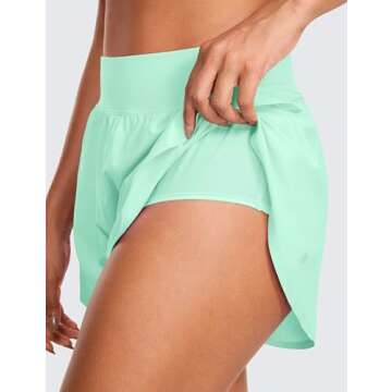 CRZ YOGA Women’s 3" High Waisted Dolphin Running Shorts