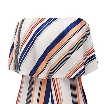 Women Sexy Off Shoulder Floral Printed Playsuit One Piece Summer Strapless Romper Beach Short Jumpsuit,Orange,Medium