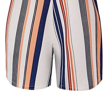 Women Sexy Off Shoulder Floral Printed Playsuit One Piece Summer Strapless Romper Beach Short Jumpsuit,Orange,Medium