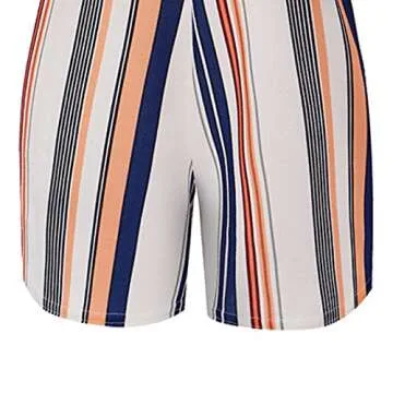 Women Sexy Off Shoulder Floral Printed Playsuit One Piece Summer Strapless Romper Beach Short Jumpsuit,Orange,Medium