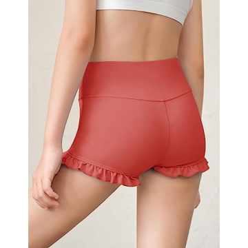 Stylish Girls High Waisted Ruffle Dance Shorts in Pink