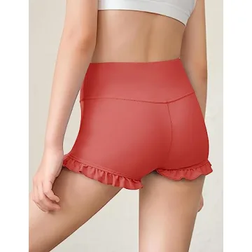 Stylish Girls High Waisted Ruffle Dance Shorts in Pink