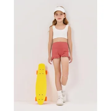 Stylish Girls High Waisted Ruffle Dance Shorts in Pink