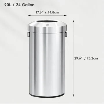 EKO Urban 24 Gallon Round Stainless Steel Waste Bin