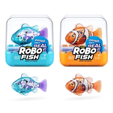 Robo Alive Robo Fish Robotic Swimming Fish (Teal + Orange) by ZURU Water Activated, Changes Color, C...