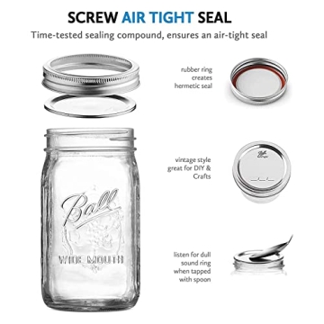 Ball Wide Mouth Glass Mason Jars for Canning and Crafts