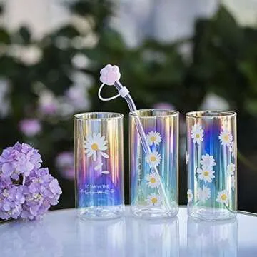 20 Pieces Straw Cover Cap Reusable Silicone Straw Toppers Drinking Straw Tips Lids for 8-10 mm Cute Straws Plugs (Not include Straw) Style1