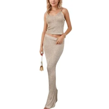 Naileksi Glitter Knit 2 Piece Set for Women Stylish Clubwear