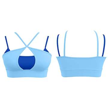 QINSEN Workout Outfits for Women 2 Piece Cross Front Straps Sport Bra GMY Fitted Tummy Control Leggings Sets