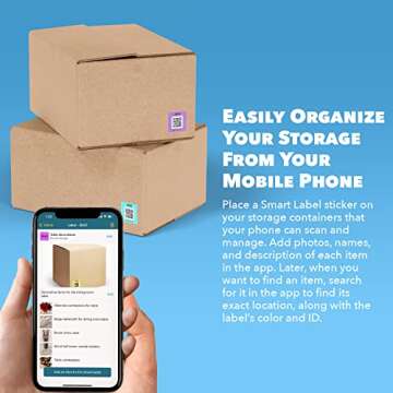 QR Code Smart Labels | Color Coded Scannable Stickers for Storage Bins, Moving Containers & Organization | Pack and Track Inventory on iOS & Android App | Pack of 48 (Modern)