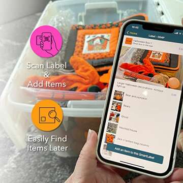 QR Code Smart Labels | Color Coded Scannable Stickers for Storage Bins, Moving Containers & Organization | Pack and Track Inventory on iOS & Android App | Pack of 48 (Modern)